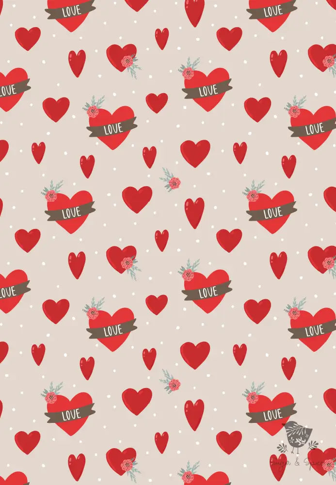 Love Hearts Valentines Day Wrapping Paper - Premium Craft Supplies & Tools > Party & Gifting > Packaging & Wrapping from Sugar and Spice Invitations - Just $26.10! Shop now at Sugar and Spice Paper