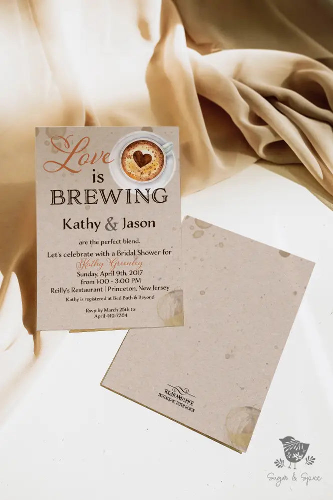 Love is Brewing Bridal Shower Invitation - Premium  from Sugar and Spice Invitations - Just $1.95! Shop now at Sugar and Spice Paper