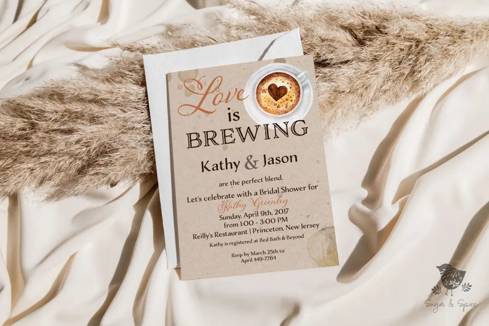 Love is Brewing Bridal Shower Invitation - Premium  from Sugar and Spice Invitations - Just $1.95! Shop now at Sugar and Spice Paper