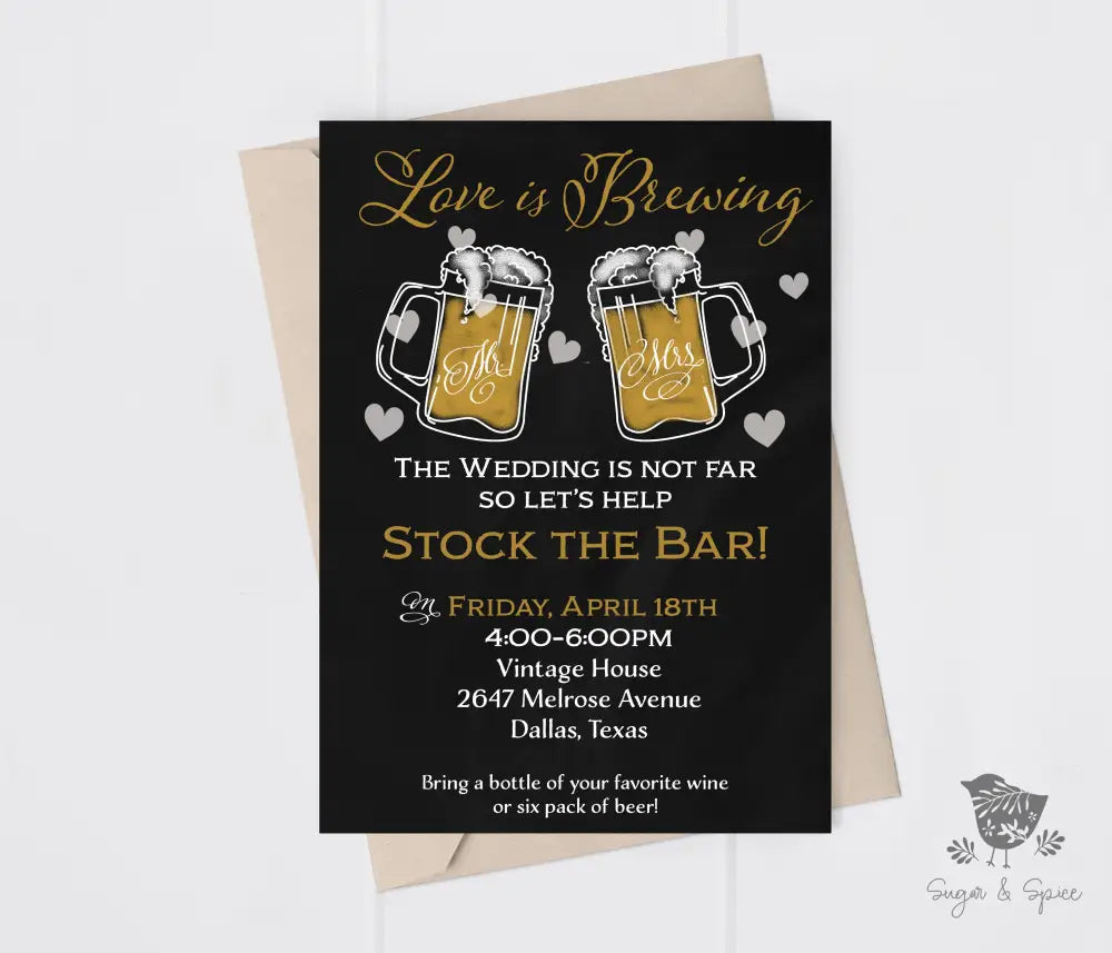Love is Brewing Bridal Shower Invitation - Premium  from Sugar and Spice Invitations - Just $1.95! Shop now at Sugar and Spice Paper