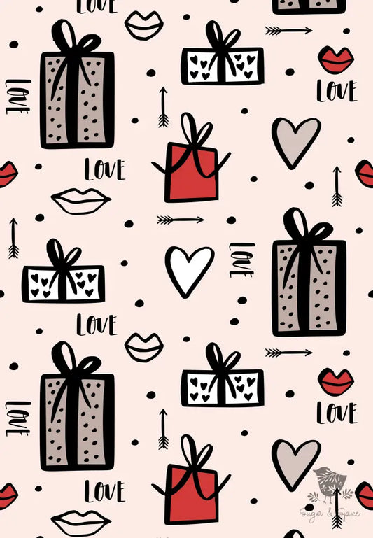 Love & Kisses Wrapping Paper Craft Supplies Tools > Party Gifting Packaging
