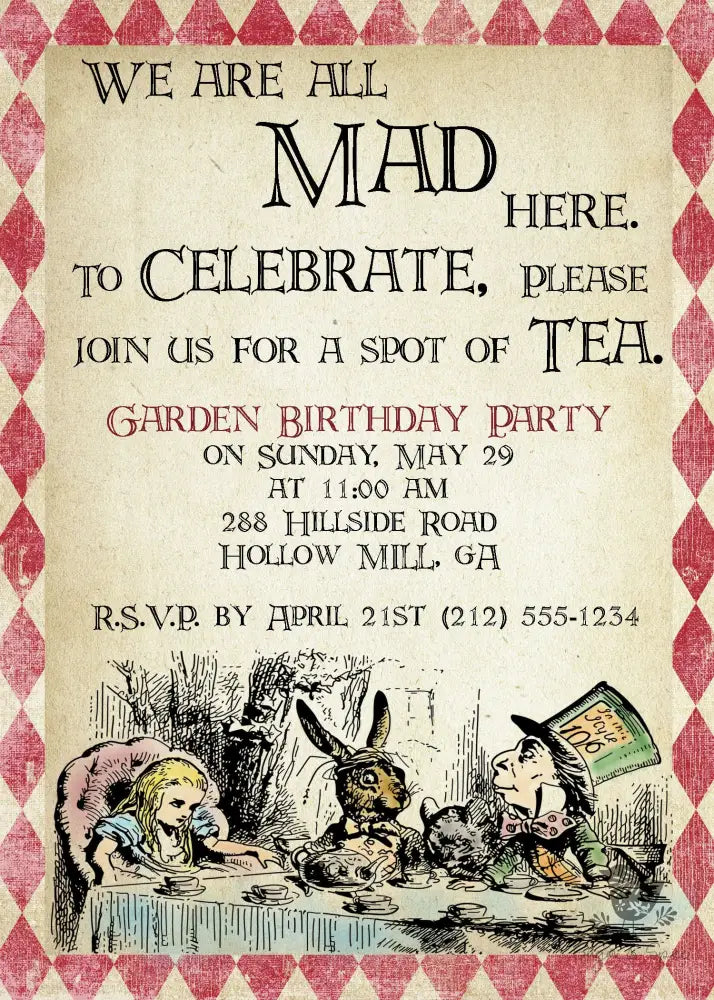 Mad Tea Party Birthday Invitation - Premium Digital File from Sugar and Spice Invitations - Just $1.95! Shop now at Sugar and Spice Paper