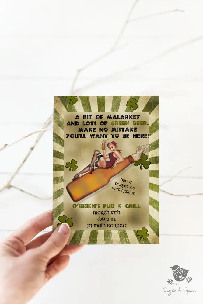 Malarky St Patricks Day Invitation - Premium  from Sugar and Spice Invitations - Just $2.50! Shop now at Sugar and Spice Paper