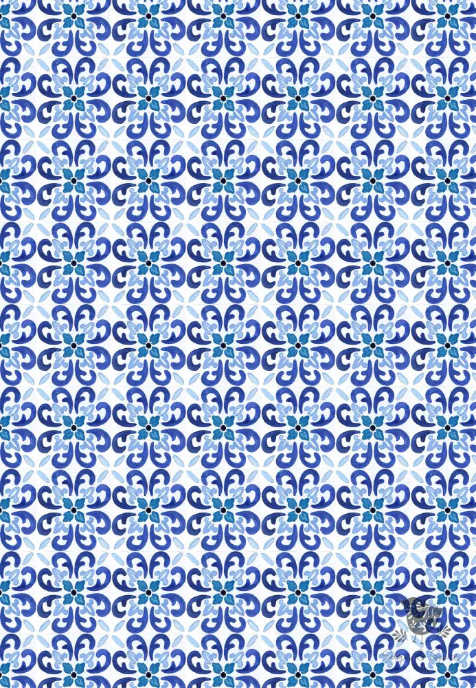 Mediterranean Blue Tile  Wrapping Paper - Premium  from Sugar and Spice Invitations - Just $26.10! Shop now at Sugar and Spice Paper