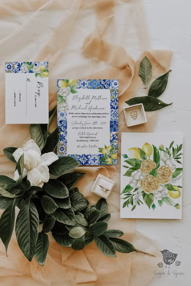 Mediterranean Lemon Wedding Invitation - Premium  from Sugar and Spice Invitations - Just $2.15! Shop now at Sugar and Spice Paper
