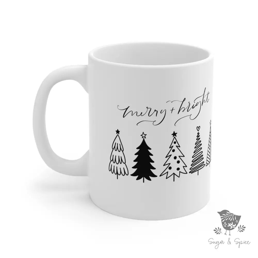 Merry and Bright Christmas Ceramic Mug - Premium Mug from Printify - Just $18! Shop now at Sugar and Spice Paper