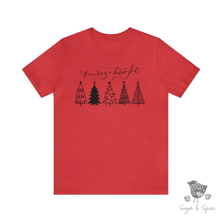 Merry And Bright Christmas T-Shirt Heather Red / S