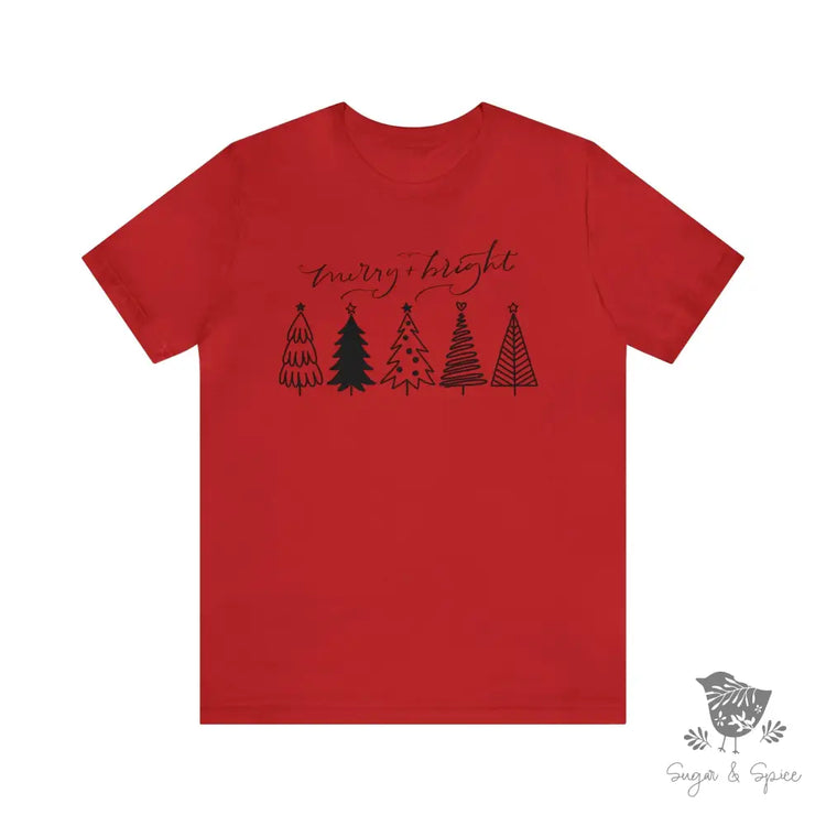 Merry And Bright Christmas T-Shirt Red / S