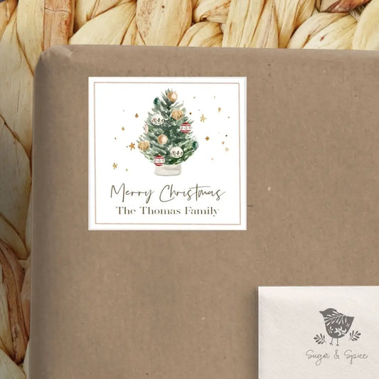 Merry Christmas Square Sticker - Premium  from Sugar and Spice Invitations - Just $8.44! Shop now at Sugar and Spice Paper