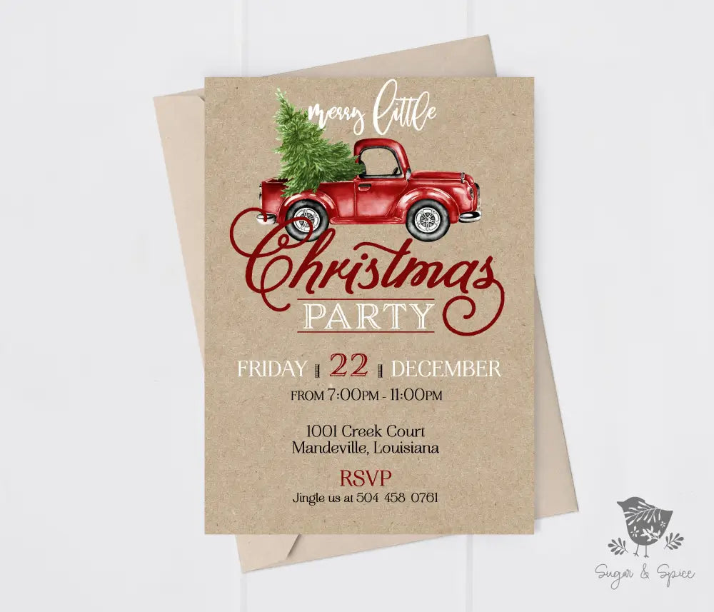 Merry Little Christmas Party Invitation - Premium Digital File from Sugar and Spice Invitations - Just $2.10! Shop now at Sugar and Spice Paper