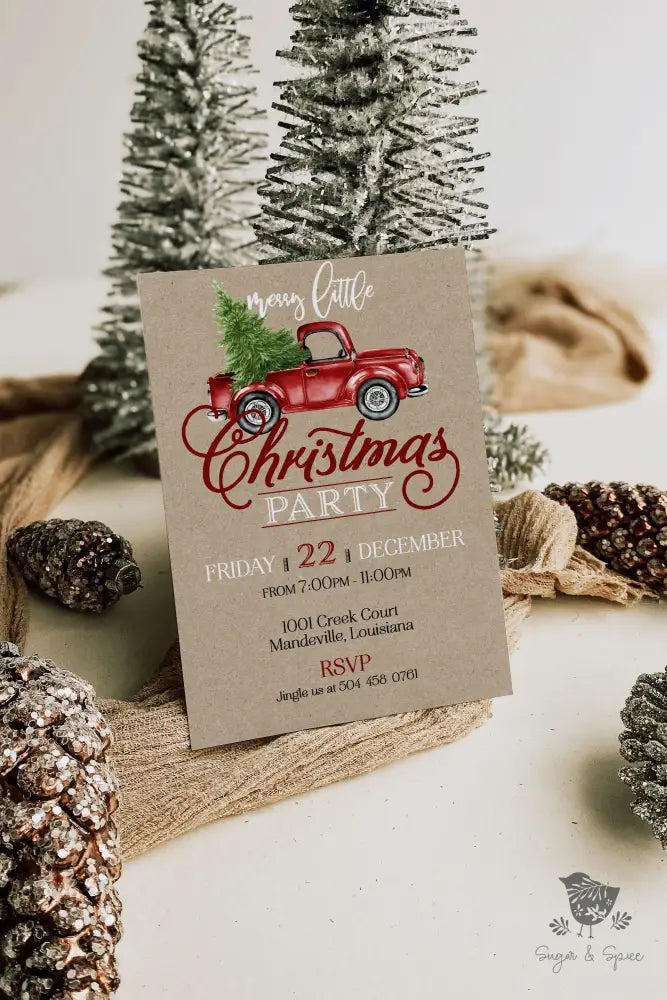 Merry Little Christmas Party Invitation - Premium Digital File from Sugar and Spice Invitations - Just $2.10! Shop now at Sugar and Spice Paper