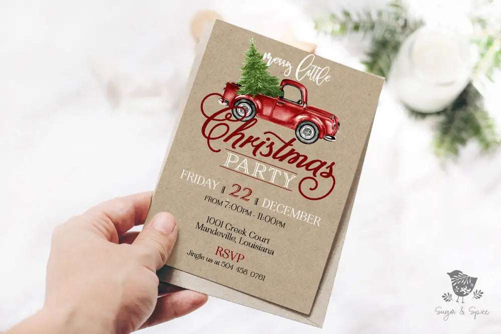 Merry Little Christmas Party Invitation - Premium Digital File from Sugar and Spice Invitations - Just $2.10! Shop now at Sugar and Spice Paper