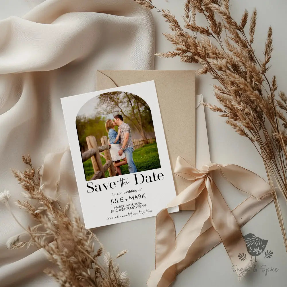 Minimalist Photo Save the Date - Premium Paper & Party Supplies > Paper > Invitations & Announcements > Invitations from Sugar and Spice Invitations - Just $2.50! Shop now at Sugar and Spice Paper