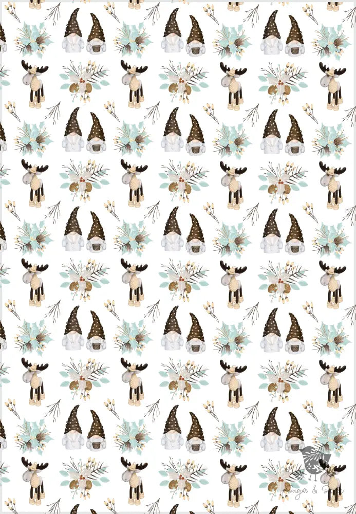 Mint Gnome & Moose Wrapping Paper - Premium Craft Supplies & Tools > Party & Gifting > Packaging & Wrapping from Sugar and Spice Invitations - Just $26.10! Shop now at Sugar and Spice Paper