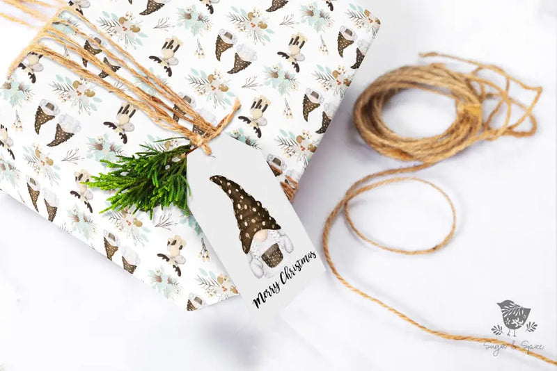 Mint Gnome & Moose Wrapping Paper Craft Supplies Tools > Party Gifting Packaging