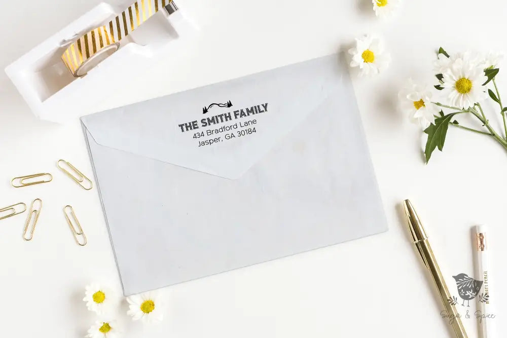 Mountain Address Stamp Self Inking - Premium Craft Supplies & Tools > Stamps & Seals > Stamps from Sugar and Spice Invitations - Just $38! Shop now at Sugar and Spice Paper