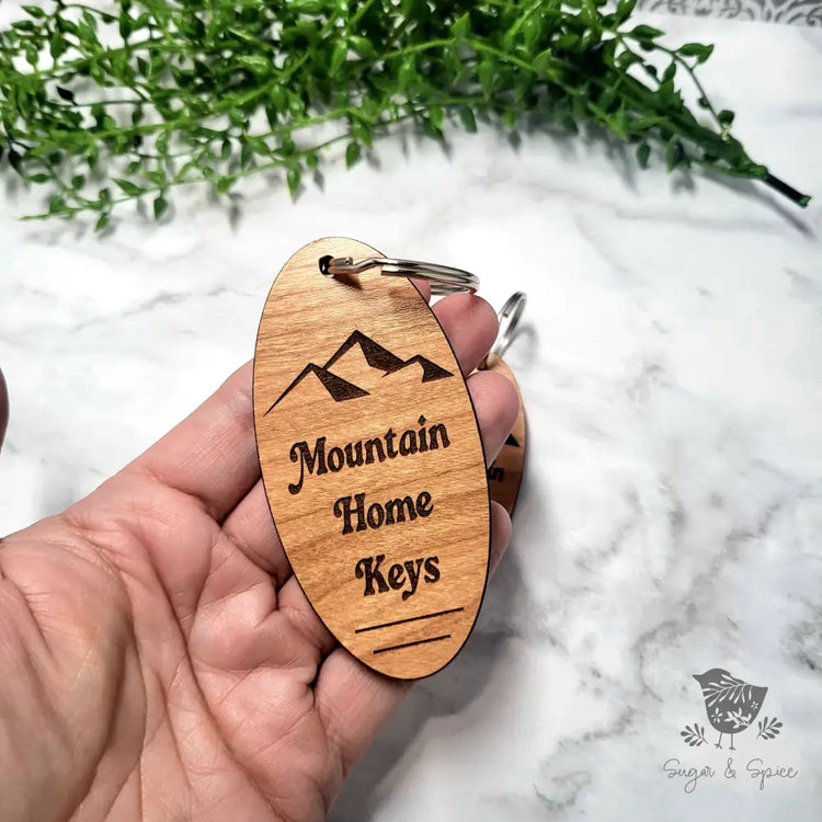 Mountain Home Wood KeyChain - Premium  from Sugar and Spice Paper & Gift - Just $12! Shop now at Sugar and Spice Paper