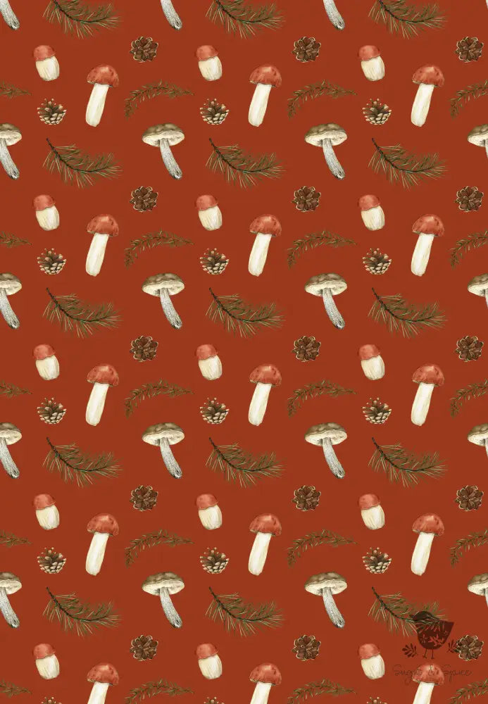 Mushroom Orange  Wrapping Paper - Premium Craft Supplies & Tools > Party & Gifting > Packaging & Wrapping from Sugar and Spice Invitations - Just $26.10! Shop now at Sugar and Spice Paper
