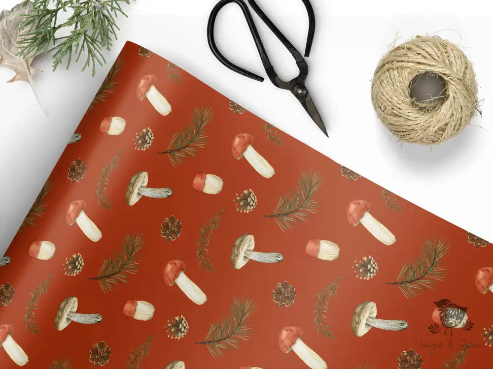 Mushroom Orange  Wrapping Paper - Premium Craft Supplies & Tools > Party & Gifting > Packaging & Wrapping from Sugar and Spice Invitations - Just $26.10! Shop now at Sugar and Spice Paper