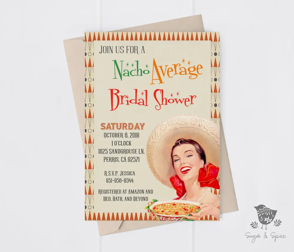 Nacho Average Bridal Shower Invitation - Premium  from Sugar and Spice Invitations - Just $1.95! Shop now at Sugar and Spice Paper