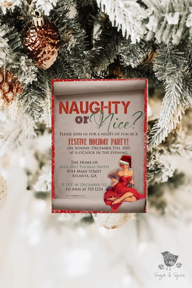 Naughty or Nice Christmas Invitation - Premium Digital File from Sugar and Spice Invitations - Just $2.10! Shop now at Sugar and Spice Paper