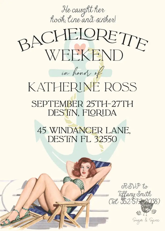 Nautical Beach Bachelorette Shower Invitation - Premium  from Sugar and Spice Invitations - Just $1.95! Shop now at Sugar and Spice Paper