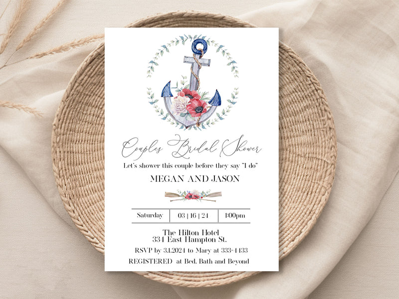 Couples Nautical Bridal Shower Invitation