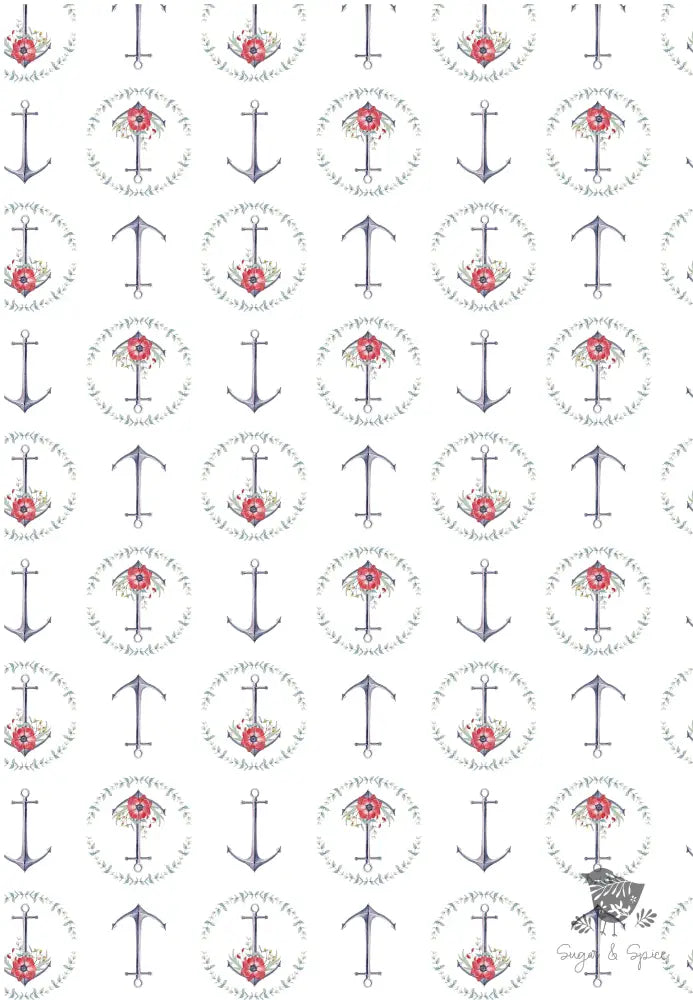 Nautical Floral Anchor Wrapping Paper - Premium Craft Supplies & Tools > Party & Gifting > Packaging & Wrapping from Sugar and Spice Invitations - Just $26.10! Shop now at Sugar and Spice Paper