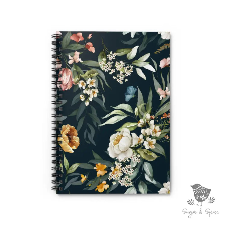 Navy Flower Spiral Notebook - Ruled Line One Size Paper Products