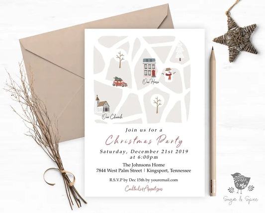 Neighborhood Christmas Invitation - Premium Digital File from Sugar and Spice Invitations - Just $2.10! Shop now at Sugar and Spice Paper