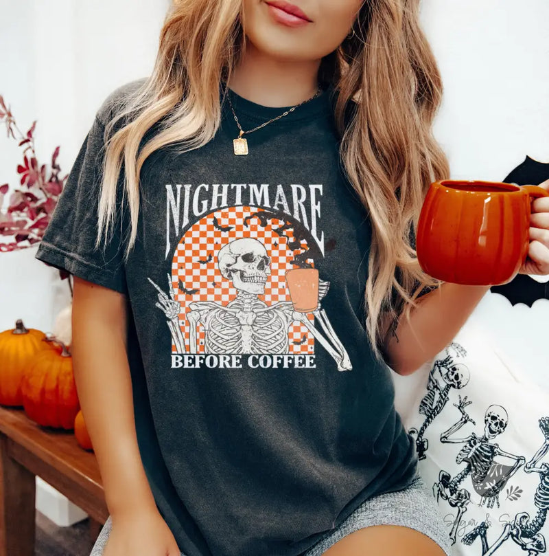 Nightmare Before Coffee T-Shirt - Premium T-Shirt from Printify - Just $24.87! Shop now at Sugar and Spice Paper