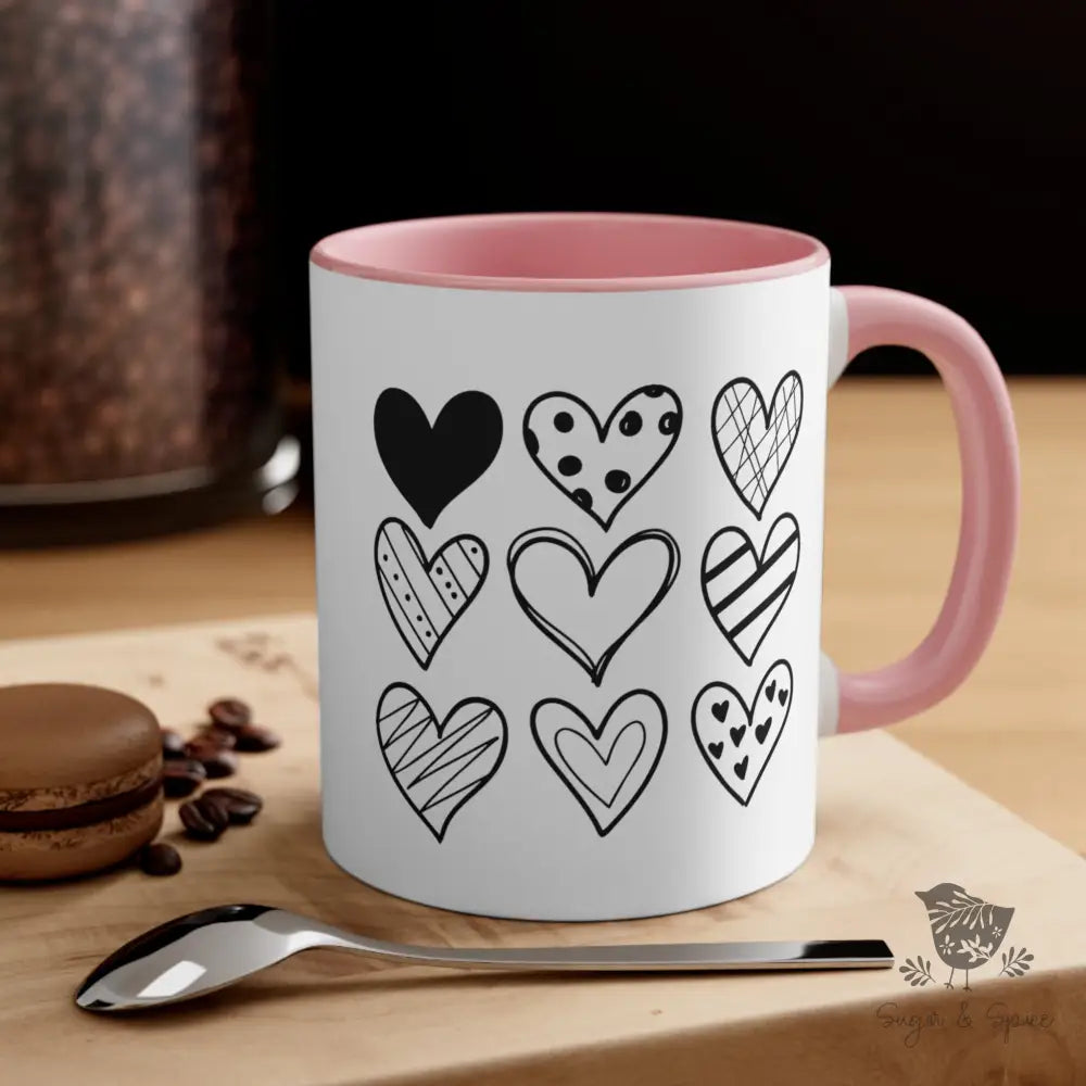 Nine Hand drawn Hearts Coffee Mug - Premium Mug from Printify - Just $18! Shop now at Sugar and Spice Paper