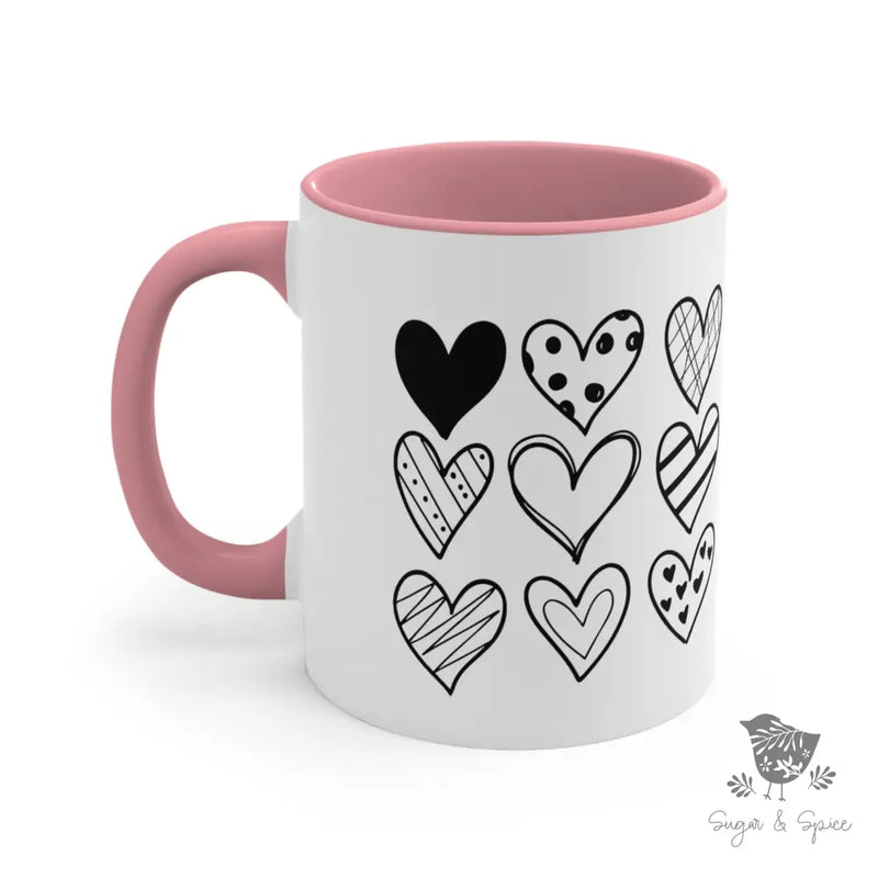 Nine Hand drawn Hearts Coffee Mug - Premium Mug from Printify - Just $18! Shop now at Sugar and Spice Paper