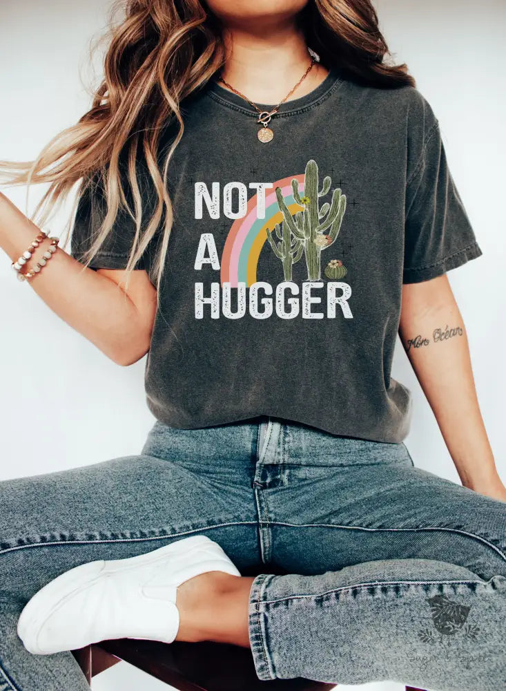 Not a Hugger Desert Cactus T-Shirt - Premium T-Shirt from Printify - Just $24.87! Shop now at Sugar and Spice Paper