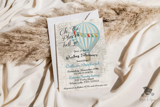 Oh the Places He'll Go Baby Shower Invitation - Premium  from Sugar and Spice Invitations - Just $1.95! Shop now at Sugar and Spice Paper