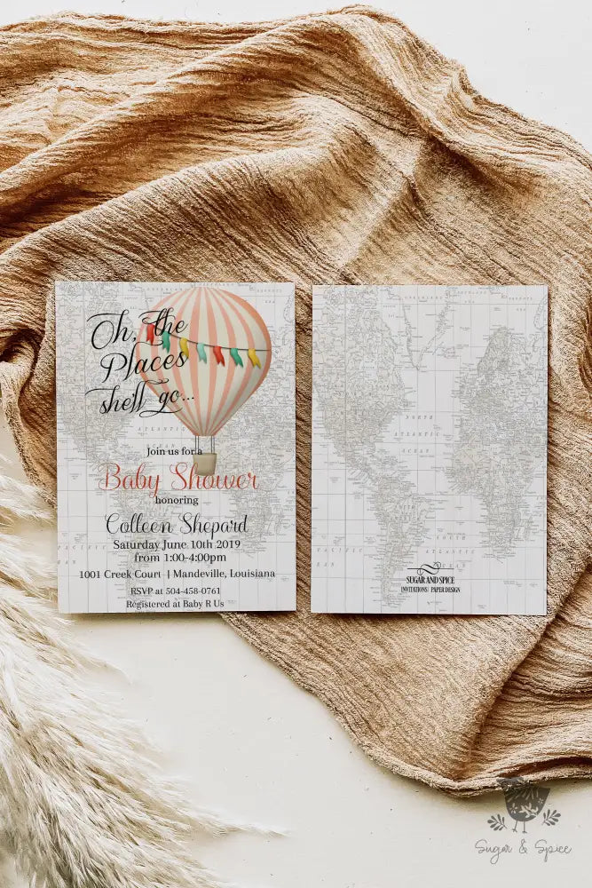 Oh the Places She'll Go Baby Shower Invitation - Premium  from Sugar and Spice Invitations - Just $1.95! Shop now at Sugar and Spice Paper