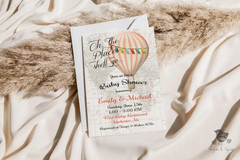 Oh the Places She'll Go Baby Shower Invitation - Premium  from Sugar and Spice Invitations - Just $1.95! Shop now at Sugar and Spice Paper