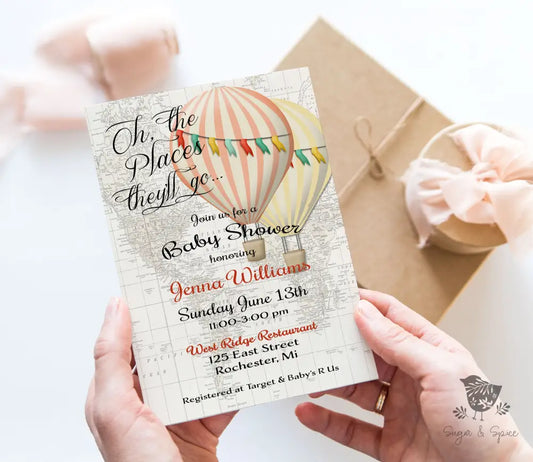 Oh the Places They'll Go Baby Shower Invitation - Premium  from Sugar and Spice Invitations - Just $1.95! Shop now at Sugar and Spice Paper