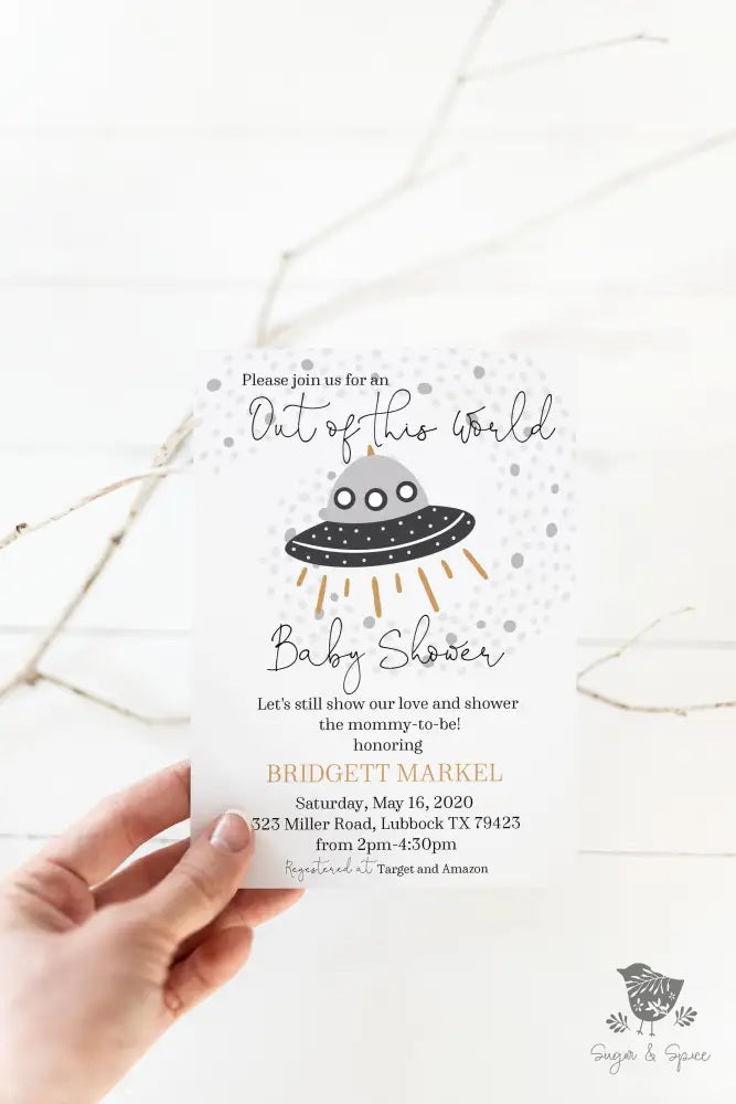 Out of this World Baby Shower Invitation - Premium  from Sugar and Spice Invitations - Just $1.95! Shop now at Sugar and Spice Paper