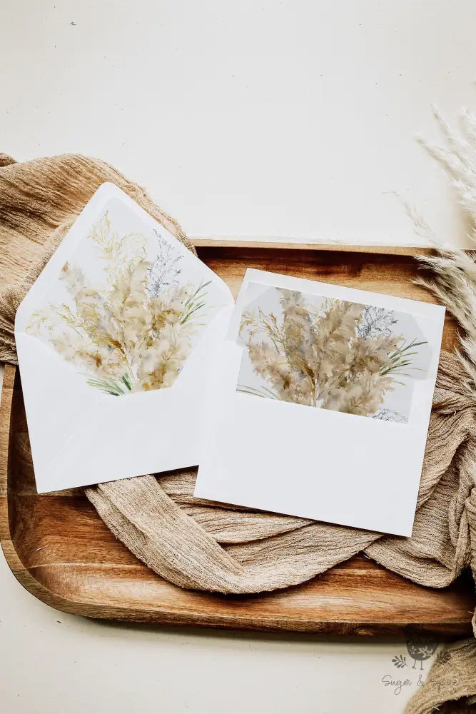 Pampas Grass Envelope Liner - Premium  from Sugar and Spice Invitations - Just $1.10! Shop now at Sugar and Spice Paper