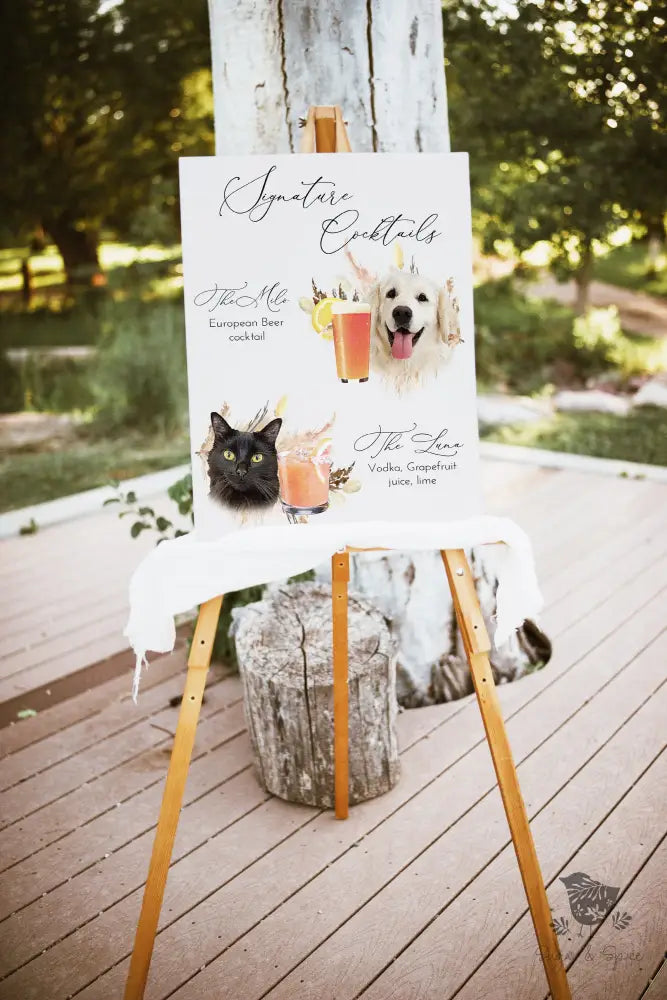 Pampas Grass Pet Signature Drink Sign - Premium  from Sugar and Spice Invitations - Just $25! Shop now at Sugar and Spice Paper