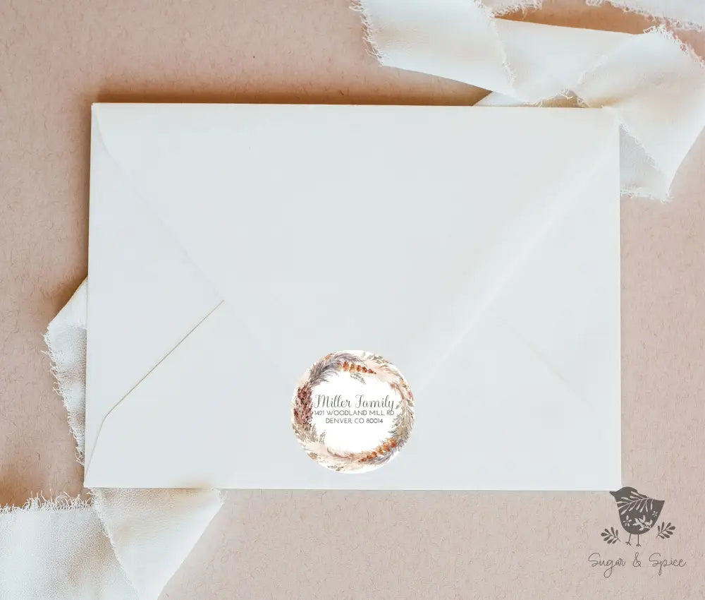 Pampas Grass Return Address Sticker - Premium  from Sugar and Spice Invitations - Just $9.95! Shop now at Sugar and Spice Paper