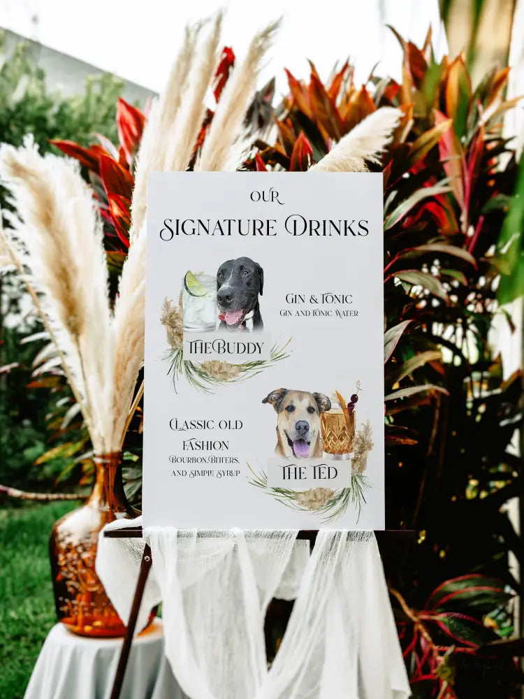 Pampas Grass Signature Drink Sign - Premium  from Sugar and Spice Invitations - Just $45! Shop now at Sugar and Spice Paper