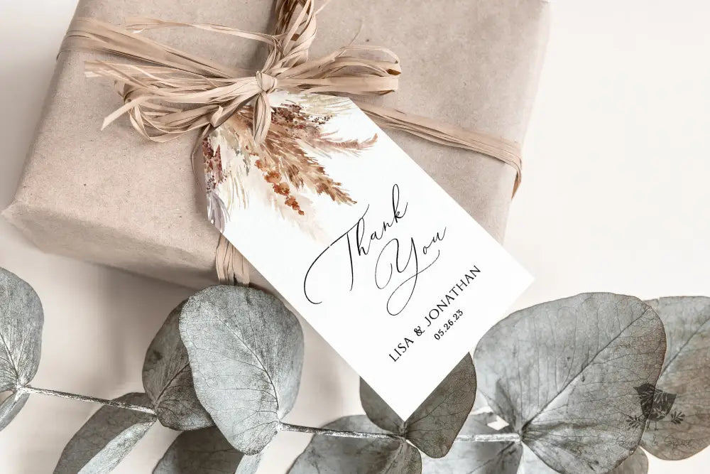 Pampas Grass Thank You Gift Tag - Premium Craft Supplies & Tools > Party & Gifting > Labels, Stickers & Tags > Tags from Sugar and Spice Invitations - Just $26! Shop now at Sugar and Spice Paper