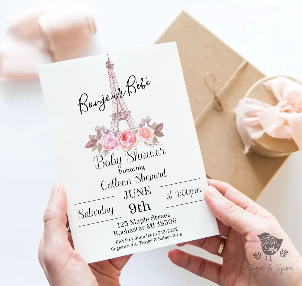 Paris Baby Shower Invitation - Premium  from Sugar and Spice Invitations - Just $1.95! Shop now at Sugar and Spice Paper