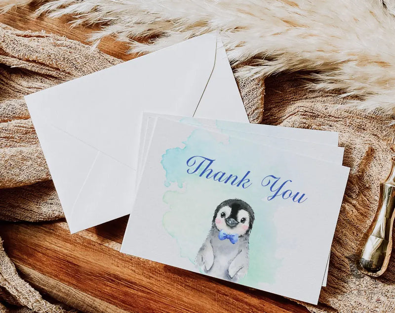 Penguin Thank You Card - Premium Paper & Party Supplies > Paper > Invitations & Announcements > Invitations from Sugar and Spice Invitations - Just $2.50! Shop now at Sugar and Spice Paper