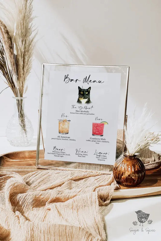 Pet Bar Menu Sign - Premium  from Sugar and Spice Invitations - Just $35! Shop now at Sugar and Spice Paper
