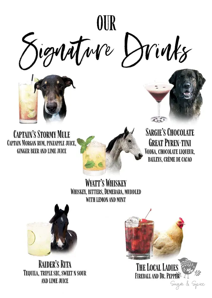 Pet Signature Drink Sign Five - Premium  from Sugar and Spice Invitations - Just $40! Shop now at Sugar and Spice Paper