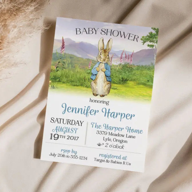 Peter Rabbit Baby Shower Invitation - Premium  from Sugar and Spice Invitations - Just $1.95! Shop now at Sugar and Spice Paper