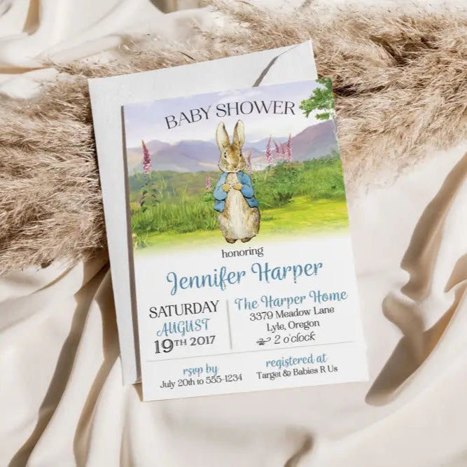 Peter Rabbit Baby Shower Invitation - Premium  from Sugar and Spice Invitations - Just $1.95! Shop now at Sugar and Spice Paper